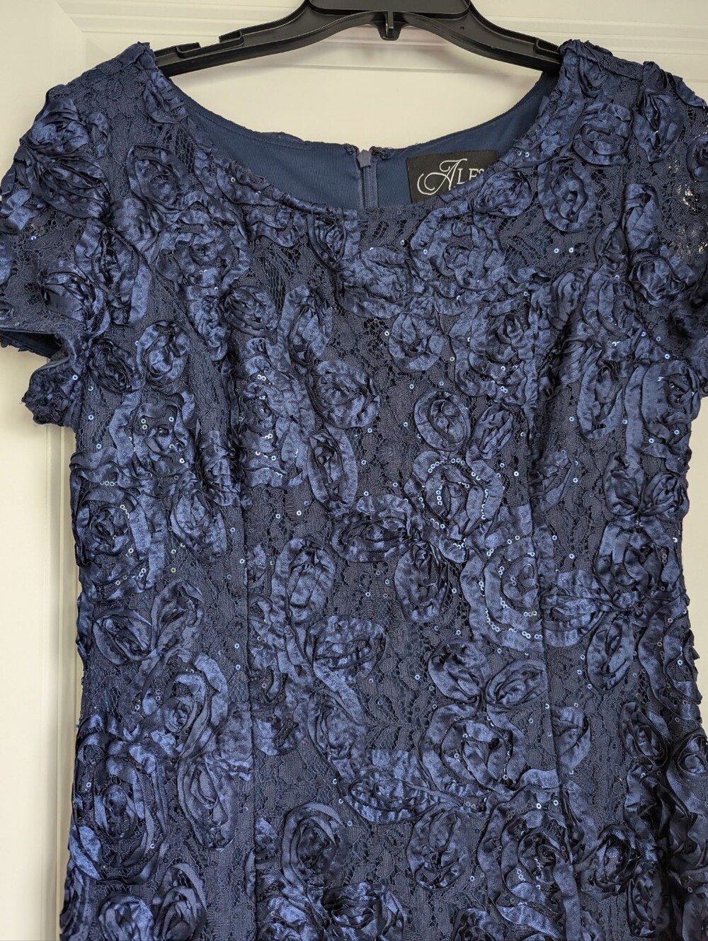Alex Evenings Tiffany Soutache Sequin A-Line Dress - Navy - Size 10 - Picture 7 of 9